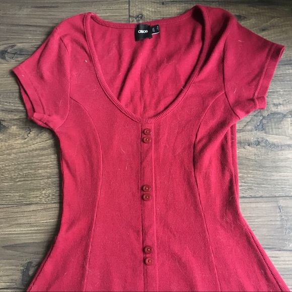 ASOS Ribbed red A-line skater dress 👗 - Picture 2 of 2